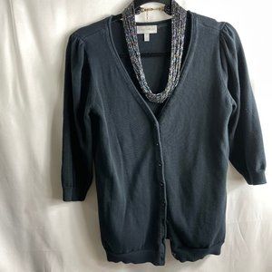 Fashion Bug Size Small Black V neck cardigan 3/4 sleeve